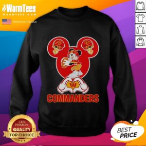 Good Washington Commanders Mickey Mouse Love Heart Sweatshirt featuring a playful design perfect for fans.
