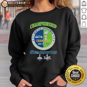 Premium Seattle Seahawks Super Bowl LX Championship sweatshirt featuring team colors and logo, perfect for fans.