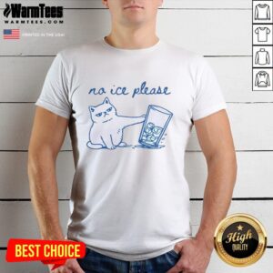 Official No Ice Please Cute Cat T-Shirt featuring an adorable cat design, perfect for cat lovers and casual wear.