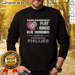 Awesome Philadelphia Phillies sweatshirt in heart shape, perfect for grandmas who love baseball and bingo.