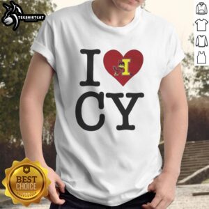 Alt Text: Nice Iowa State Cyclones 'I Love Cy' T-Shirt featuring vibrant design, perfect for fans of Iowa State sports.