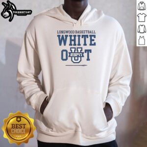Nice Longwood Basketball White Out Hoodie featuring team logo, perfect for game day and showing school spirit.