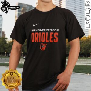 Original Engineered for Baltimore Orioles T-Shirt featuring team logo and vibrant orange design, perfect for fans.