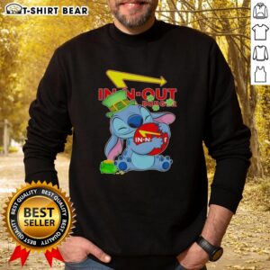 Alt Text: Pretty Stitch Hug In-N-Out Burger logo on a Happy St. Patrick's Day sweatshirt, perfect for festive celebrations.