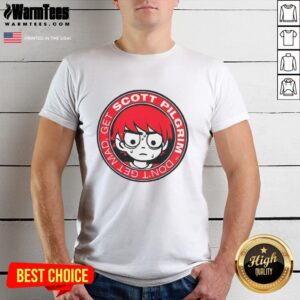 Scott Pilgrim Don't Get Mad Get T-Shirt featuring vibrant graphics, perfect for fans of the iconic comic and movie series.
