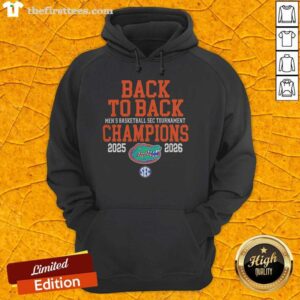 Alt Text: Funny Florida Gators back-to-back men's basketball SEC Tournament champions hoodie for 2025-2026 season.