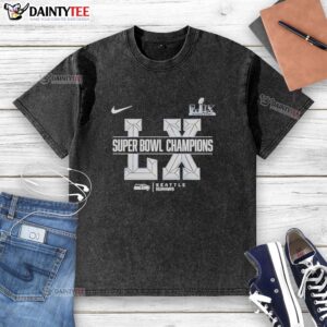 Alt Text: Awesome Seattle Seahawks Super Bowl LX Champions Sacrifice Logo Washed T-Shirt, perfect for fans celebrating the win.