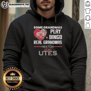 Grandmas in Utah wearing Utes hoodies, enjoying a game night with bingo, showcasing fun and team spirit.