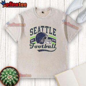Alt Text: Retro washed t-shirt featuring Good Seattle Seahawks Super Bowl LX helmet design, established 1976.