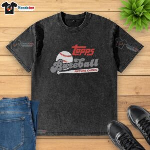 Premium Topps baseball picture cards retro raglan washed t-shirt featuring vibrant graphics and comfortable fit.