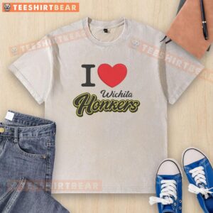 Alt Text: Funny I Love Wichita Honkers washed t-shirt featuring playful graphics and vibrant colors for fans of the team.