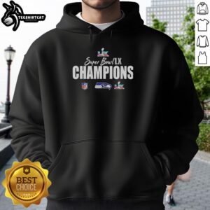 Alt Text: Hot Seattle Seahawks Super Bowl LX Champions 2026 NFL logo hoodie showcasing team pride and style.
