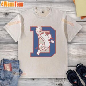 Alt Text: Original DePaul Blue Demons basketball mascot dunking on a washed t-shirt, perfect for fans and sports apparel collectors.