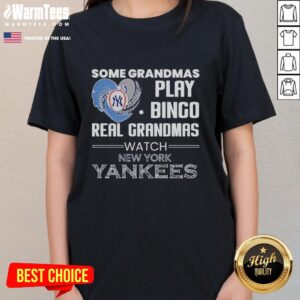 Good New York Yankees tee for ladies featuring grandmas playing bingo and a diamond heart shape design.
