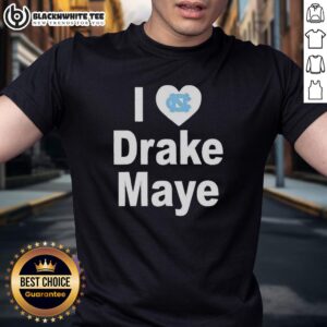 Top UNC Tar Heels I Love Drake Maye T-Shirt featuring vibrant graphics and team colors for fans and supporters.
