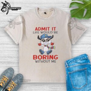 Original Peanuts Snoopy T-shirt: 'Admit It, Life Would Be Boring Without Me' design on a stylish washed tee.