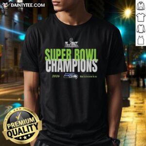 Alt Text: Pretty Seattle Seahawks 2026 Super Bowl LX Champions football logo t-shirt design in vibrant colors.