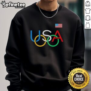 Alt Text: Funny USA Rings Olympic Logo Sweatshirt featuring a playful design perfect for sports fans and casual wear.