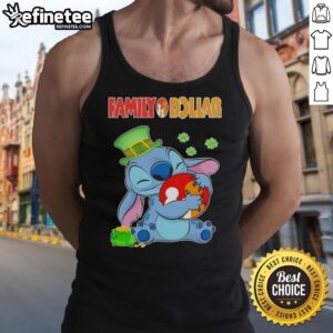 Official Stitch St. Patrick's Day Hug Family Dollar Logo Tank Top featuring festive design for holiday celebrations.