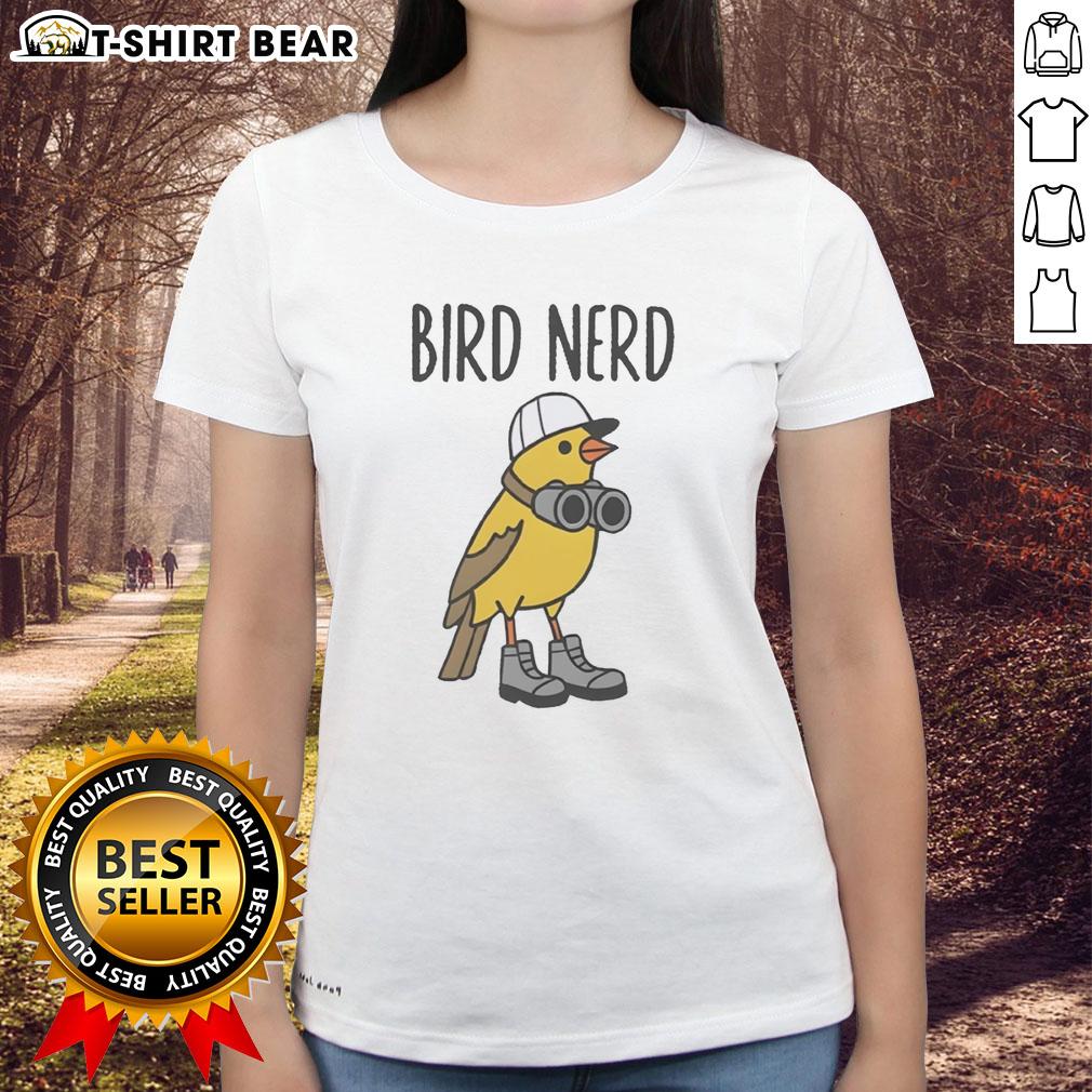 Nice Brid Nerd Wearing Shoes And Binoculars Ladies Tee Nice brid nerd wearing shoes and binoculars, showcasing a trendy ladies tee perfect for casual outings.