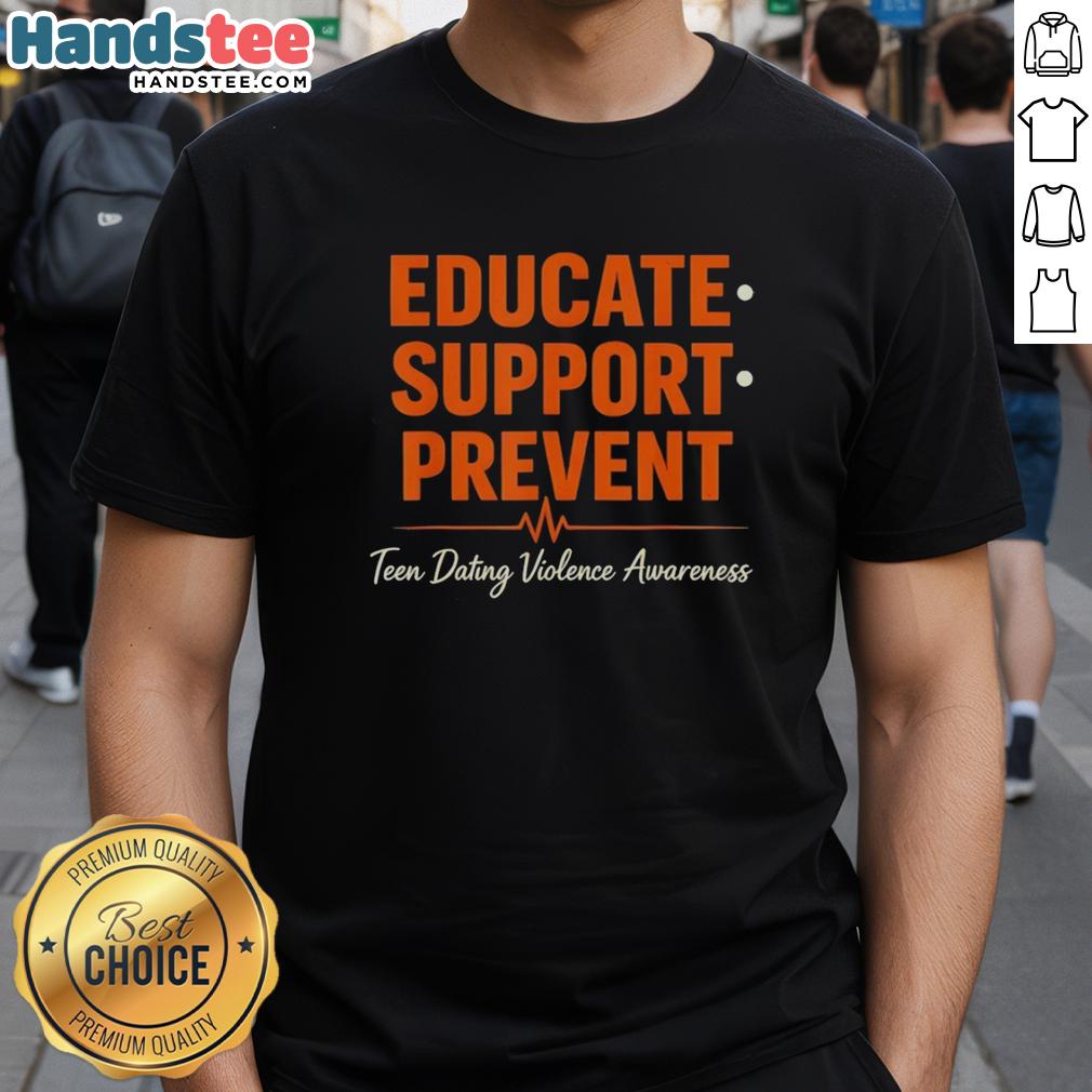 nice-educate-support-prevent-teen-dating-violence-awareness-heartbeat-t-shirt Nice Educate Support Prevent Teen Dating Violence Awareness Heartbeat T-Shirt design promoting awareness and support.