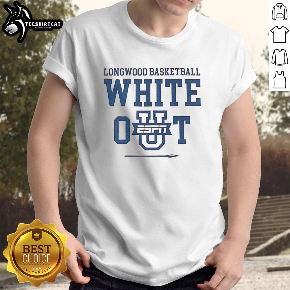 nice-longwood-basketball-white-out-t-shirt Alt Text: Nice Longwood Basketball White Out T-Shirt featuring team logo, perfect for game day and supporting Longwood University.