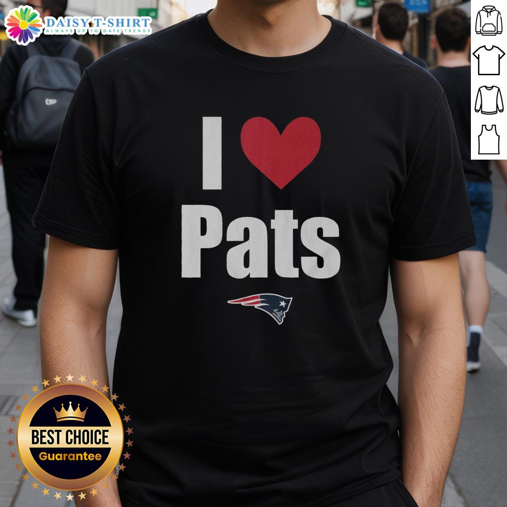 Nice New England Patriots I Heart Pats T Shirt Nice New England Patriots I Heart Pats T-Shirt in blue with heart design, perfect for NFL fans and game day attire.