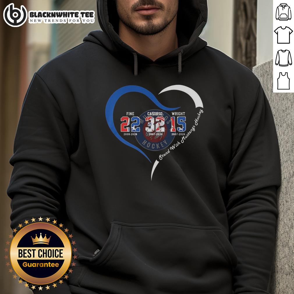 Nice Ogden Mustangs Hockey Fine 22 Casorso 32 Wright 15 2026 Heart Hoodie Nice Ogden Mustangs Hockey hoodie featuring fine design, perfect for fans and players, ideal for 2026 season.