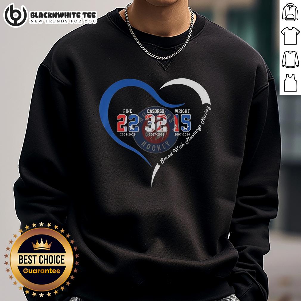 Nice Ogden Mustangs Hockey Fine 22 Casorso 32 Wright 15 2026 Heart Sweatshirt Nice Ogden Mustangs Hockey Fine 22 Heart Sweatshirt featuring players Casorso 32 and Wright 15 for 2026 season.