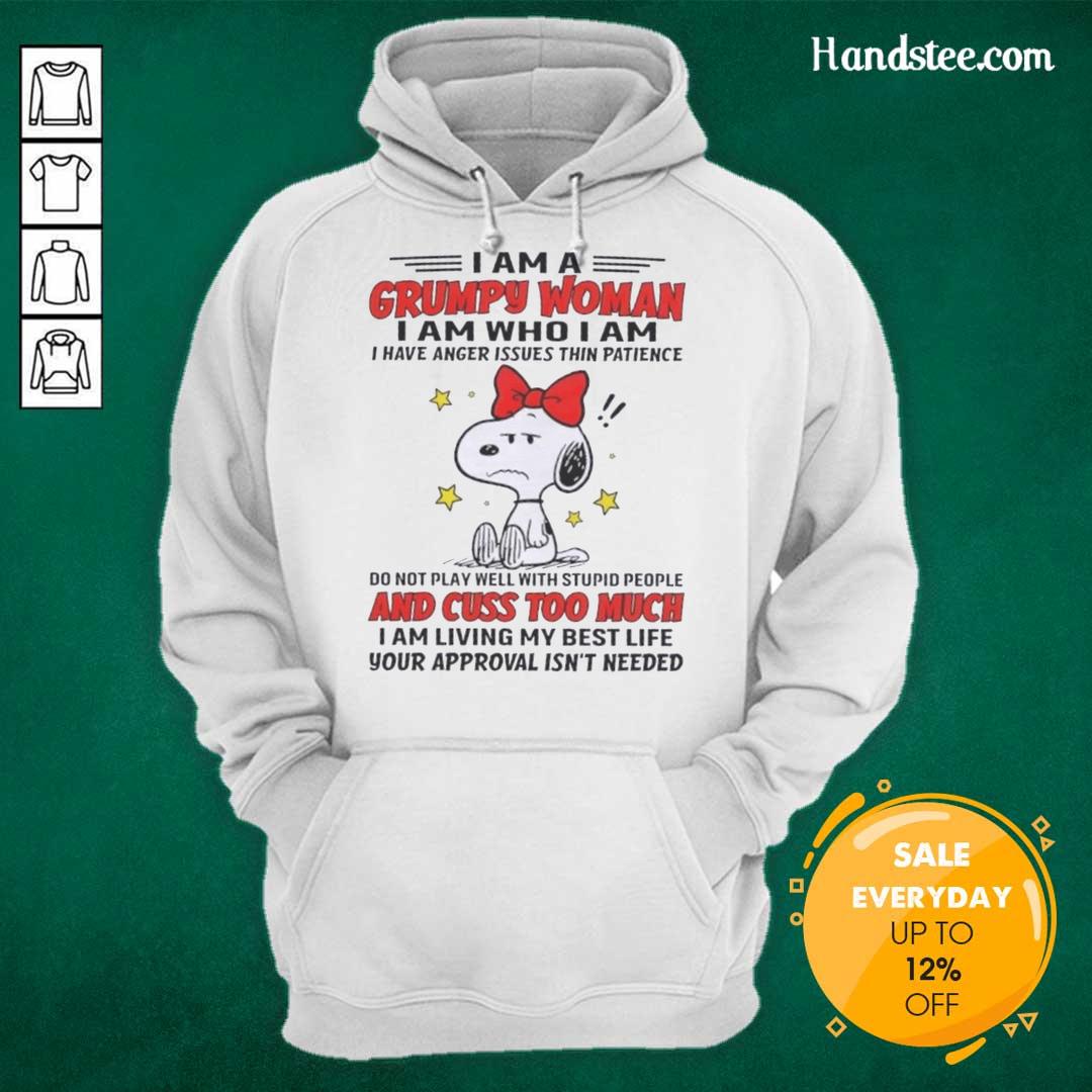 nice-peanuts-snoopy-i-am-a-grumpy-woman-i-am-who-i-am-i-have-anger-issues-thin-patience-hoodie Alt Text: Grumpy woman hoodie featuring Snoopy with text 'I have anger issues & thin patience' - Nice Peanuts design.