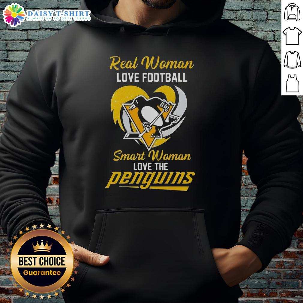 Nice Real Woman Love Football Smart Woman Love The Pittsburgh Penguins Heart Hoodie Smart woman in a heart hoodie, showing her love for the Pittsburgh Penguins and football.