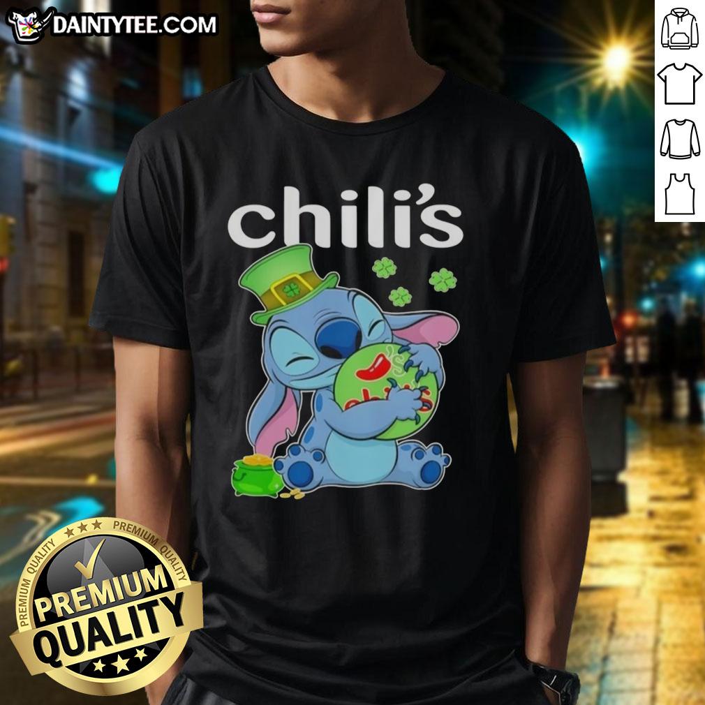 nice-stitch-hug-the-chilis-logo-happy-patricks-day-t-shirt-1 Happy Patrick's Day T-Shirt featuring 'Nice Stitch Hug The Chili's' logo, perfect for festive celebrations.