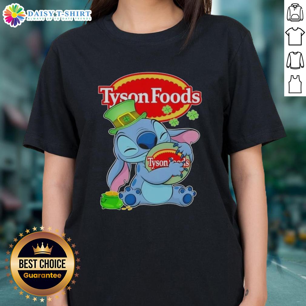 Nice Stitch With St Patricks Hug Tyson Foods Logo Ladies Tee Nice Stitch St. Patrick's Hug Tee featuring Tyson Foods logo, perfect for festive celebrations and casual wear.