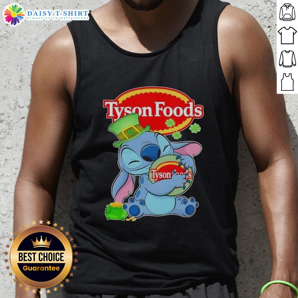 Nice Stitch With St Patricks Hug Tyson Foods Logo Tank Top Nice Stitch St. Patrick's Day tank top featuring Tyson Foods logo, perfect for festive celebrations and casual wear.