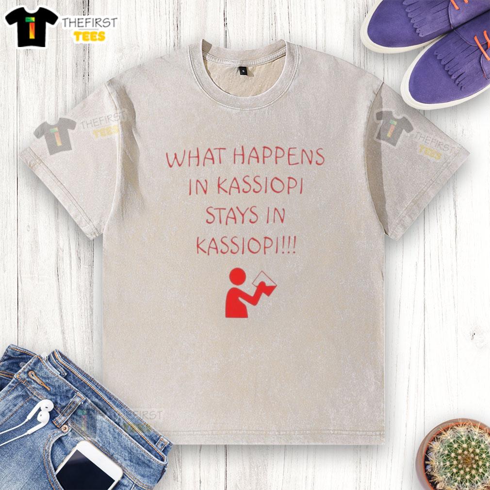 nice-what-happens-in-kassiopi-stays-in-kassiopi-icon-washed-t-shirt Icon washed t-shirt featuring 'What Happens in Kassiopi Stays in Kassiopi' design, perfect for summer style.