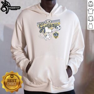 Premium Peanuts Snoopy x LA Galaxy Hoodie featuring vibrant graphics and cozy design for fans of both brands.