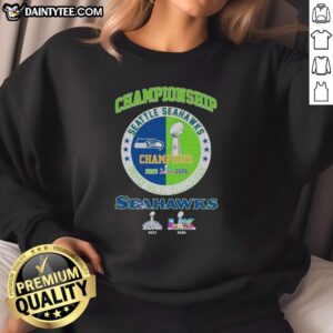 Awesome Seattle Seahawks Super Bowl LX Championship sweatshirt in navy blue with team logo and vibrant graphics.