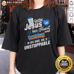 Awesome Dutch Bros tee for ladies featuring 'Off With Jesus In My Heart' design, perfect for coffee lovers.