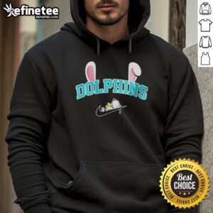 Miami Dolphins X Snoopy Happy Easter Hoodie featuring vibrant colors and festive design for football and holiday fans.