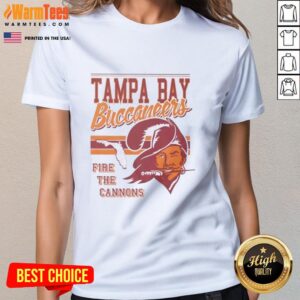Nice Tampa Bay Buccaneers Fire the Cannons Spirit Script Ladies Tee showcasing team spirit and style for fans.