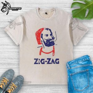 Official Zig Zag Rolling Papers vintage washed t-shirt featuring classic logo design, perfect for smokers and collectors.