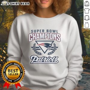New England Patriots Football Sweatshirt celebrating Official Super Bowl Champions, stylish and cozy for fans.