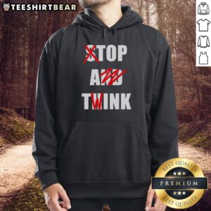Pretty Stop And Think Top A Twink Hoodie in vibrant colors, perfect for casual wear and trendy street style.