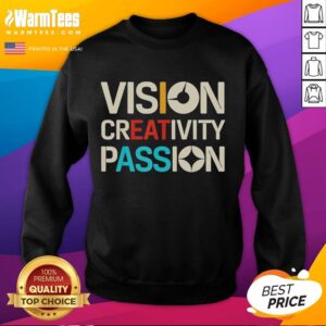 Official Vision Creativity Passion Graphic Art Sweatshirt featuring vibrant design and stylish fit for art enthusiasts.