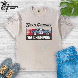 Alt Text: Premium Billy Strings 92 Champion Washed T-Shirt in a stylish display, showcasing its soft fabric and unique design.