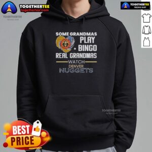Grandmas enjoying bingo night in Denver Nuggets hoodie, showcasing fun and camaraderie among awesome real grandmas.