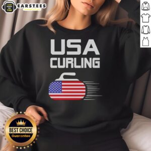 Awesome USA Curling American Flag Stone Sweatshirt featuring a patriotic design for curling enthusiasts.