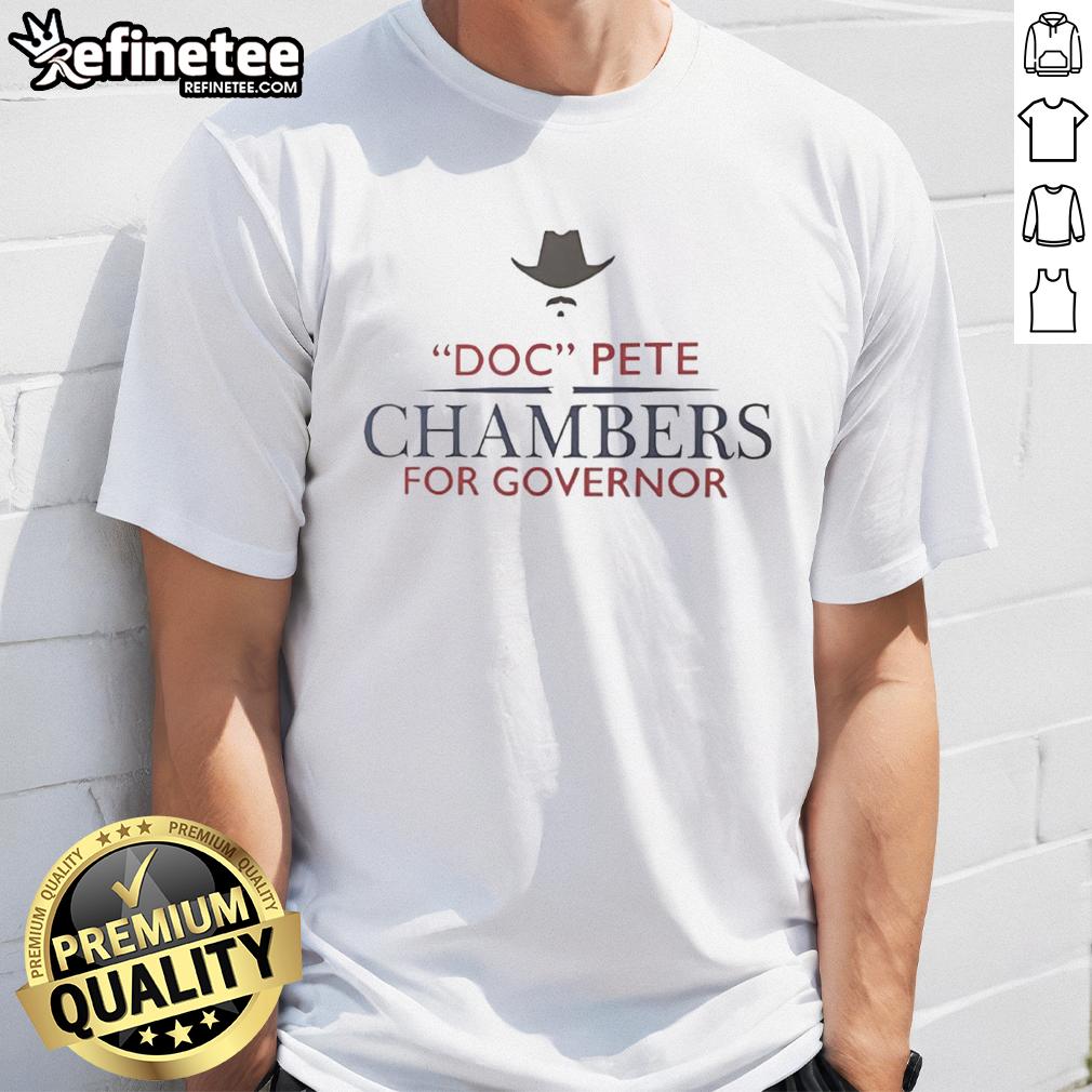 official-doc-pete-chambers-for-governor-logo-t-shirt Alt Text: Official Doc Pete Chambers for Governor logo t-shirt featuring bold graphics and vibrant colors for campaign support.