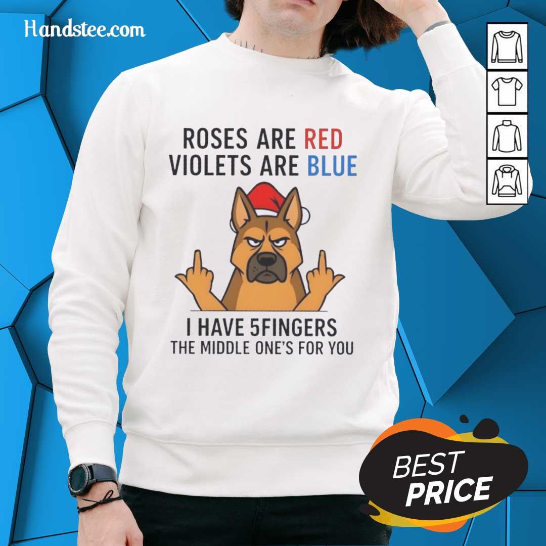 official-dog-roses-are-red-violets-are-blue-i-have-5fingers-the-middle-ones-for-you-sweatshirt Alt Text: Official dog sweatshirt featuring 'Roses are red, violets are blue, I have 5 fingers, the middle ones for you' design.