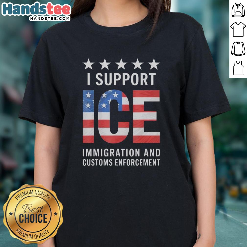official-i-support-ice-stand-with-ice-us-america-flag-patriotic-ladies-tee Patriotic ladies tee featuring 'I Support ICE' with the American flag design, perfect for showing support for ICE.